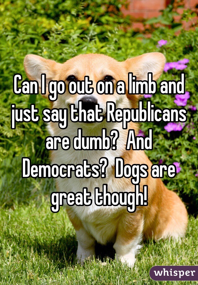 Can I go out on a limb and just say that Republicans are dumb?  And Democrats?  Dogs are great though!