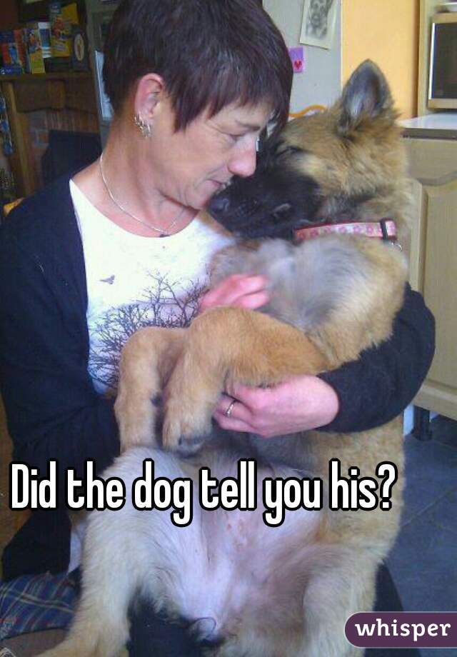 Did the dog tell you his? 