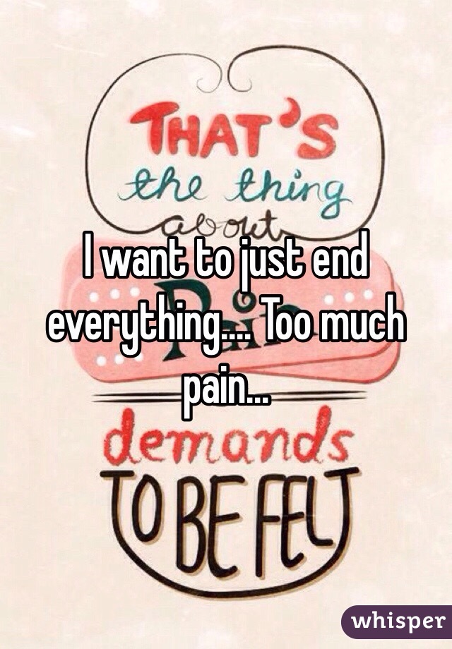 I want to just end everything.... Too much pain...