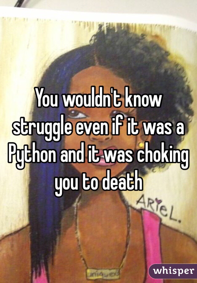 You wouldn't know struggle even if it was a Python and it was choking you to death
