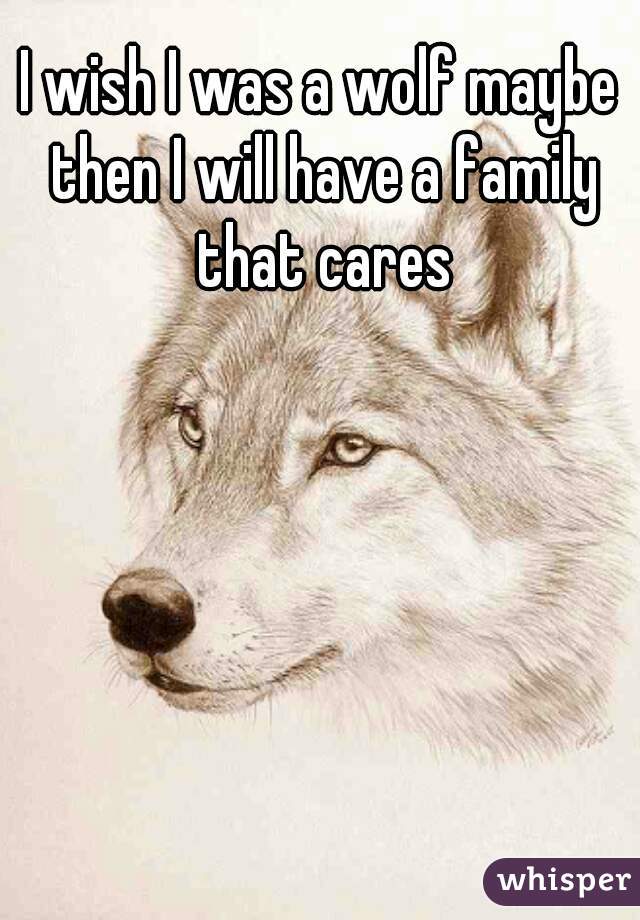 I wish I was a wolf maybe then I will have a family that cares