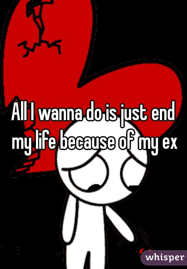 All I wanna do is just end my life because of my ex