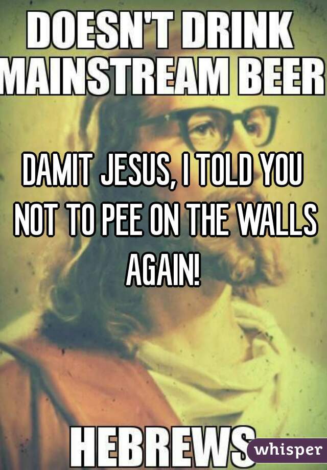 DAMIT JESUS, I TOLD YOU NOT TO PEE ON THE WALLS AGAIN! 

