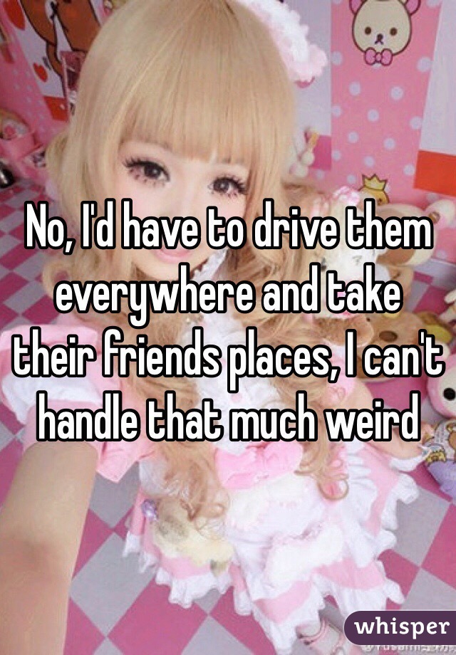 No, I'd have to drive them everywhere and take their friends places, I can't handle that much weird