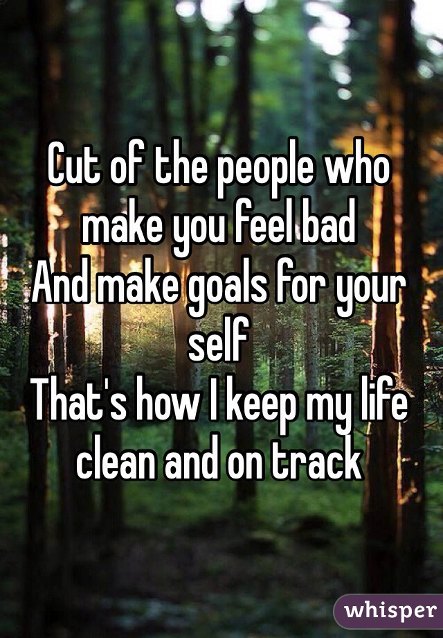 Cut of the people who make you feel bad
And make goals for your self
That's how I keep my life clean and on track 