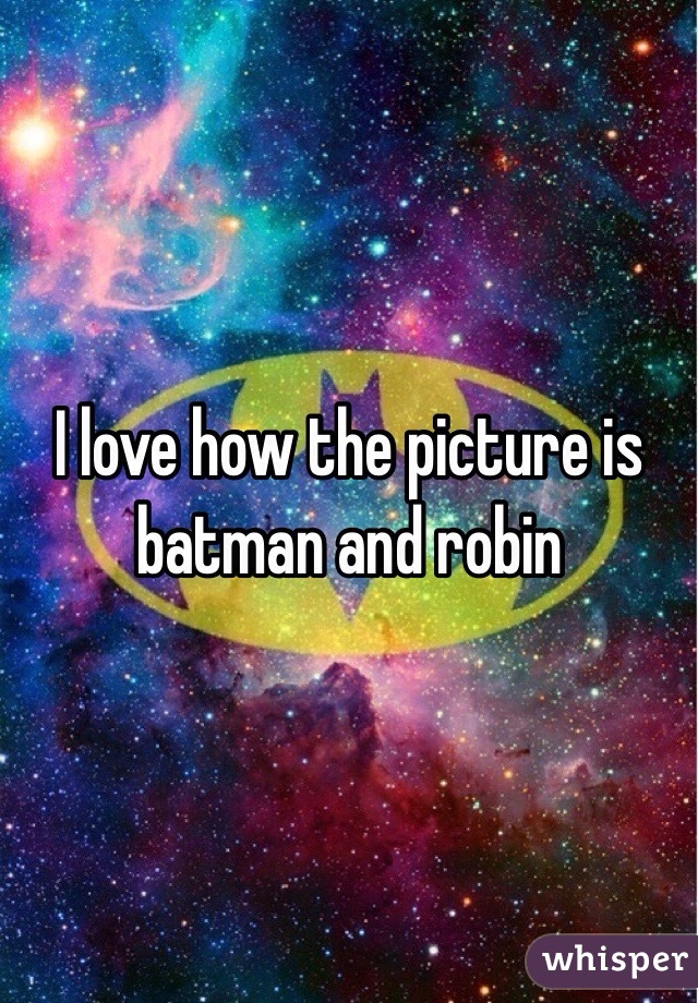 I love how the picture is batman and robin 