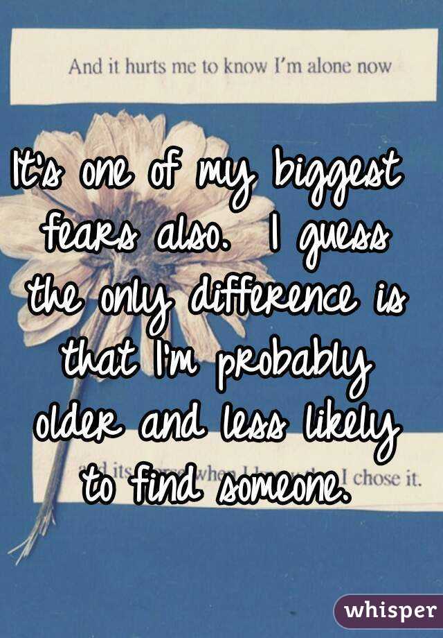 It's one of my biggest fears also.  I guess the only difference is that I'm probably older and less likely to find someone.