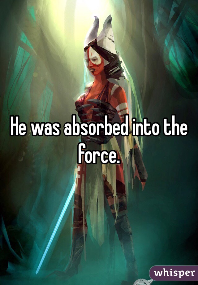 He was absorbed into the force.