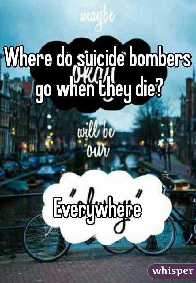 Where do suicide bombers go when they die?



Everywhere