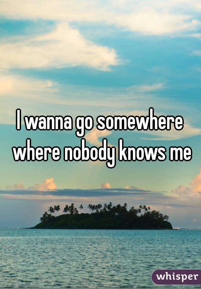 I wanna go somewhere where nobody knows me