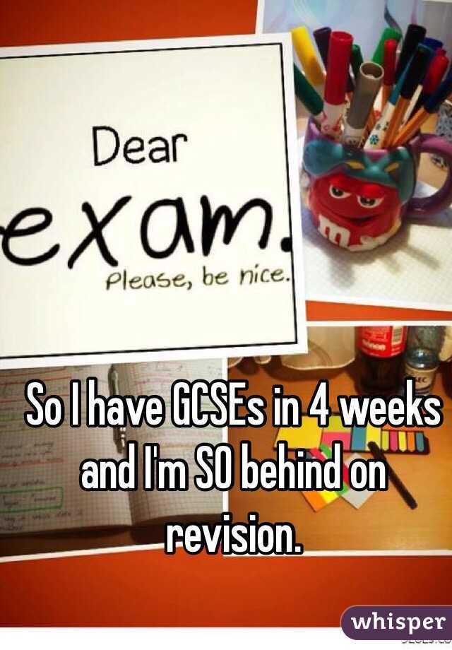 So I have GCSEs in 4 weeks and I'm SO behind on revision.  
