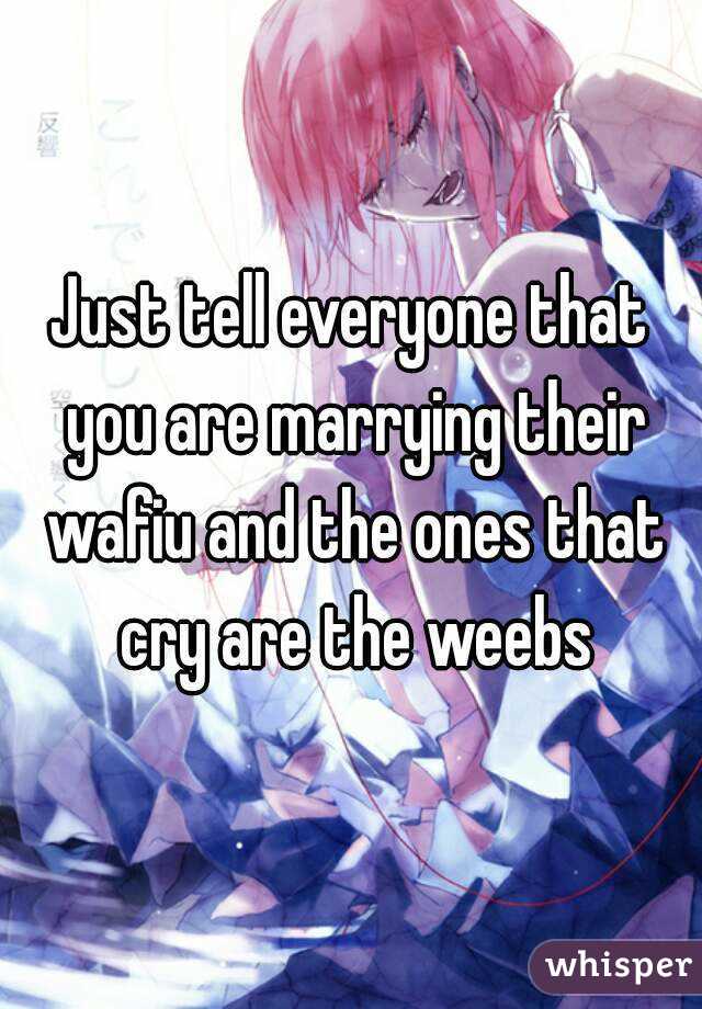 Just tell everyone that you are marrying their wafiu and the ones that cry are the weebs
