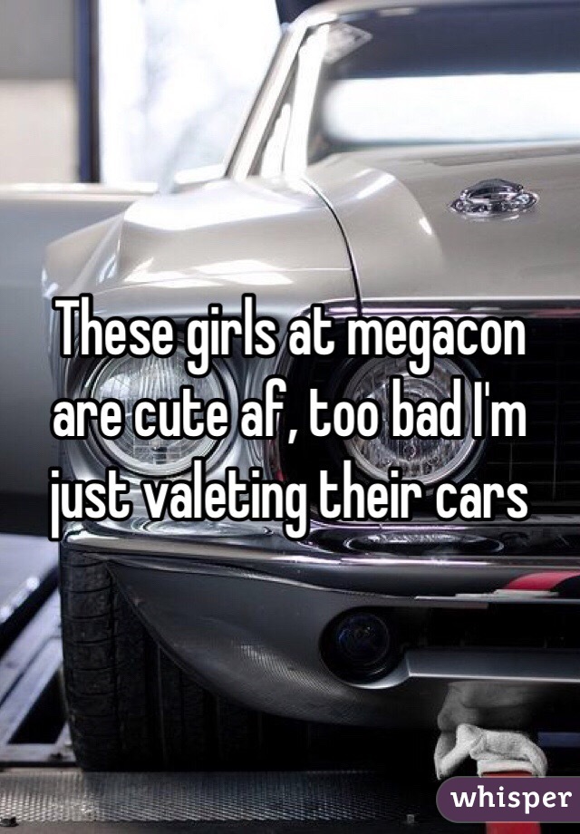 These girls at megacon are cute af, too bad I'm just valeting their cars