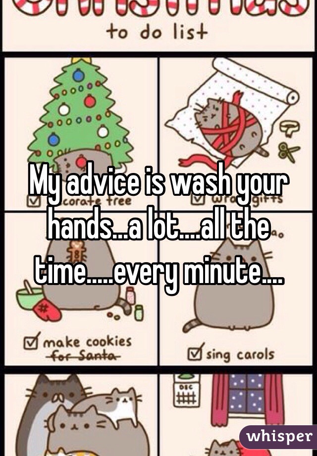 My advice is wash your hands...a lot....all the time.....every minute....