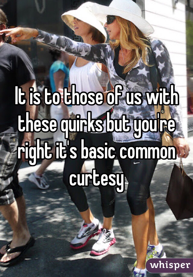 It is to those of us with these quirks but you're right it's basic common curtesy 