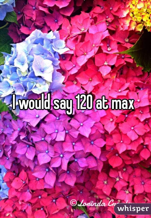 I would say 120 at max 