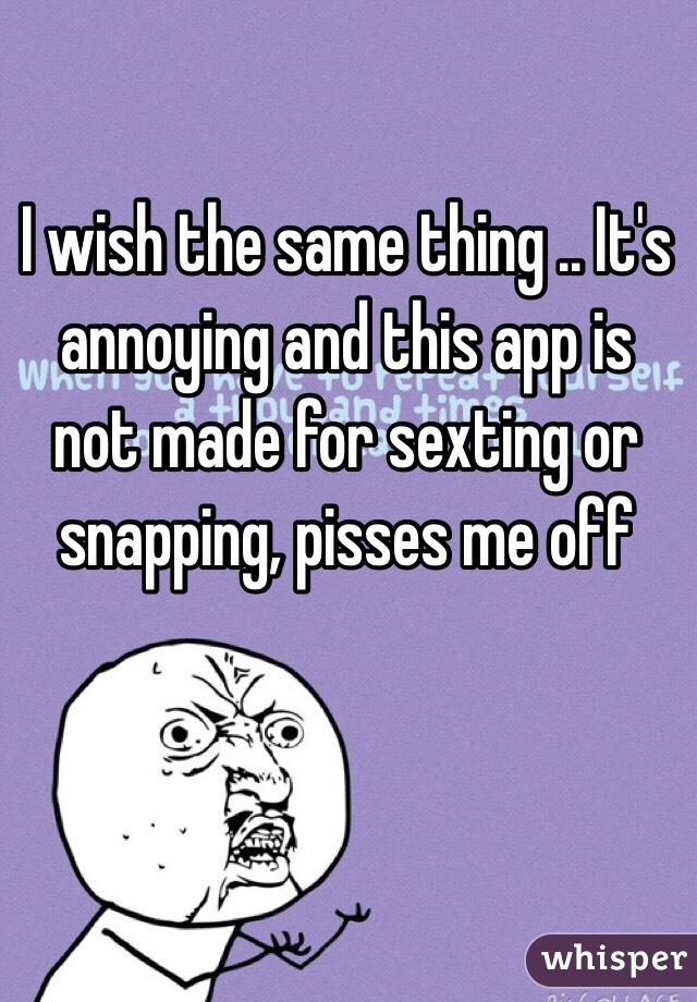 I wish the same thing .. It's annoying and this app is not made for sexting or snapping, pisses me off