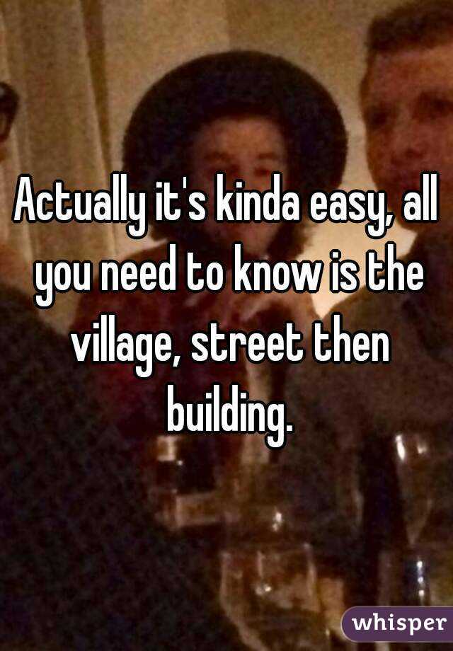 Actually it's kinda easy, all you need to know is the village, street then building.