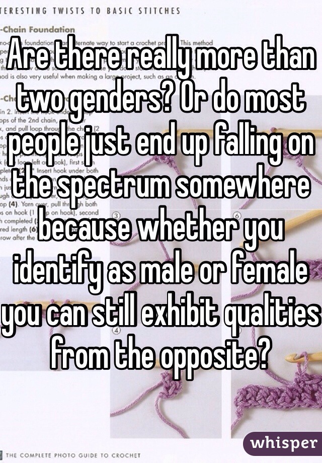 Are there really more than two genders? Or do most people just end up falling on the spectrum somewhere because whether you identify as male or female you can still exhibit qualities from the opposite?