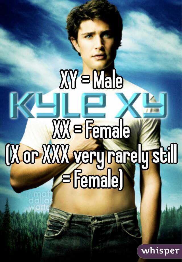 XY = Male

XX = Female
(X or XXX very rarely still = Female)