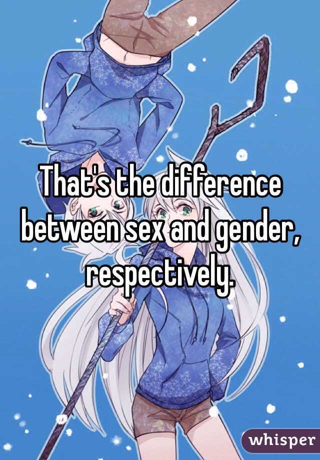 That's the difference between sex and gender, respectively.