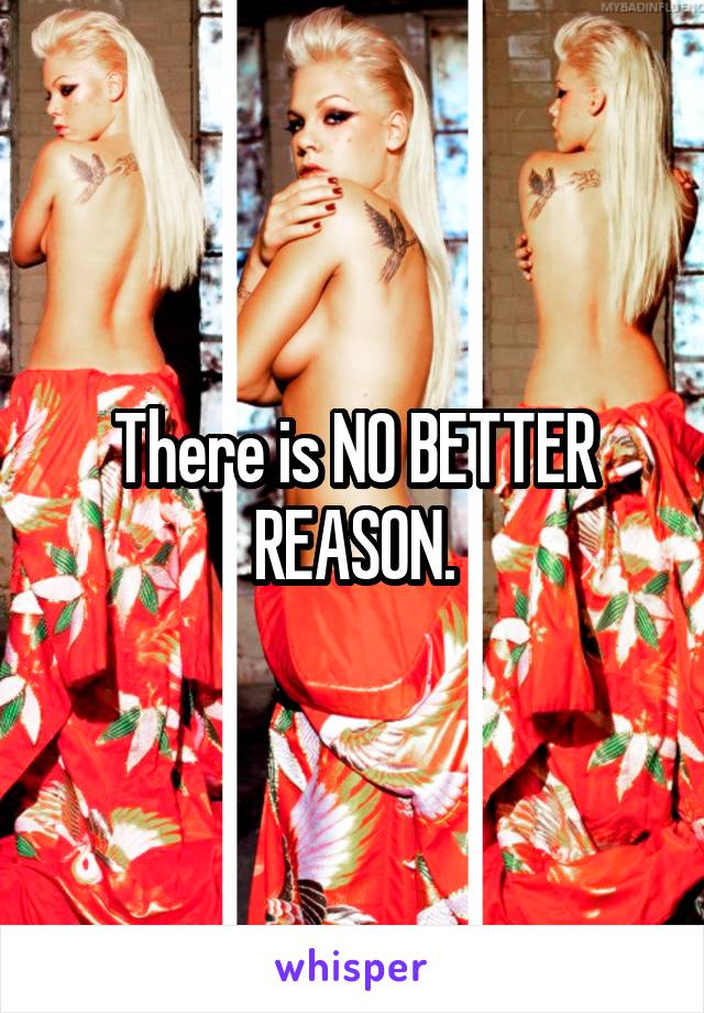 There is NO BETTER REASON.