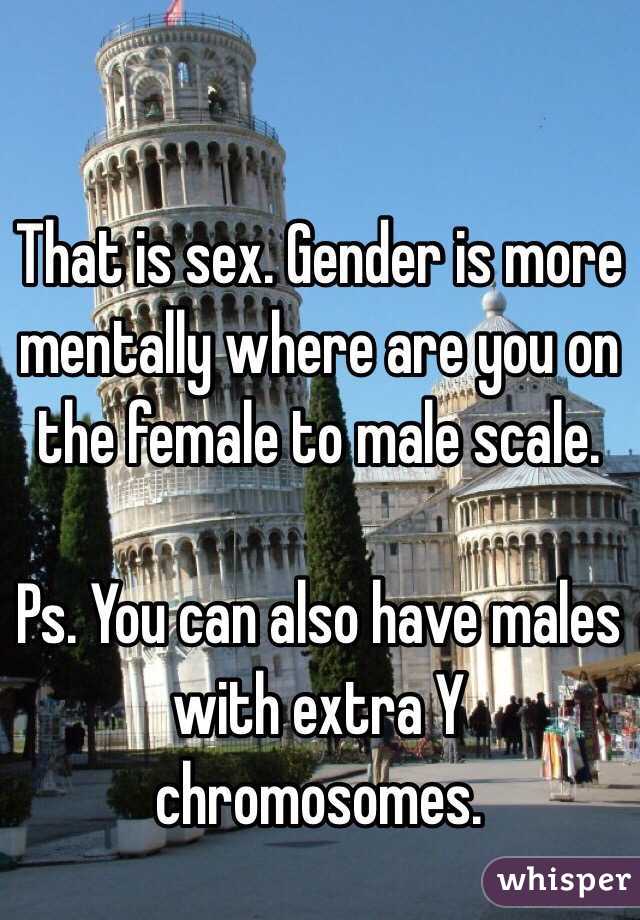 That is sex. Gender is more mentally where are you on the female to male scale.

Ps. You can also have males with extra Y chromosomes.