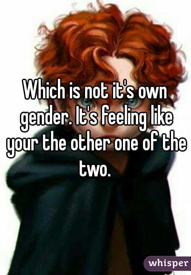 Which is not it's own gender. It's feeling like your the other one of the two. 