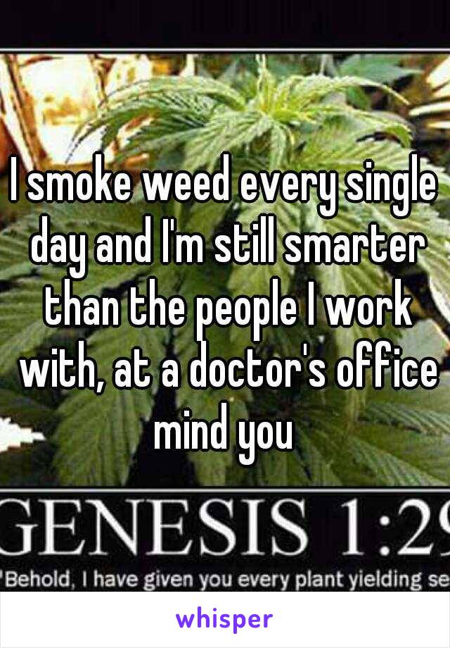 I smoke weed every single day and I'm still smarter than the people I work with, at a doctor's office mind you 