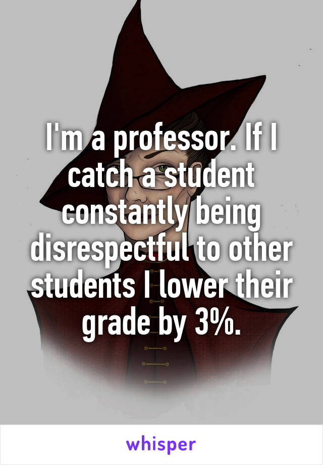 I'm a professor. If I catch a student constantly being disrespectful to other students I lower their grade by 3%.