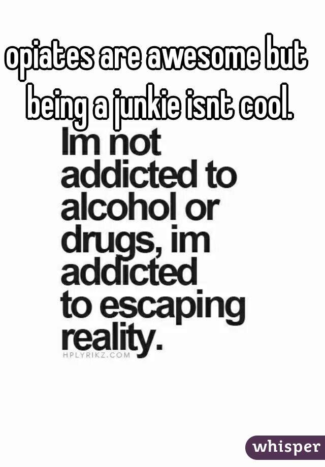 opiates are awesome but being a junkie isnt cool.