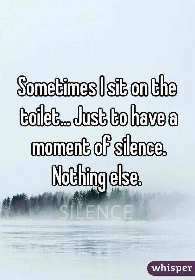 Sometimes I sit on the toilet... Just to have a moment of silence. Nothing else. 