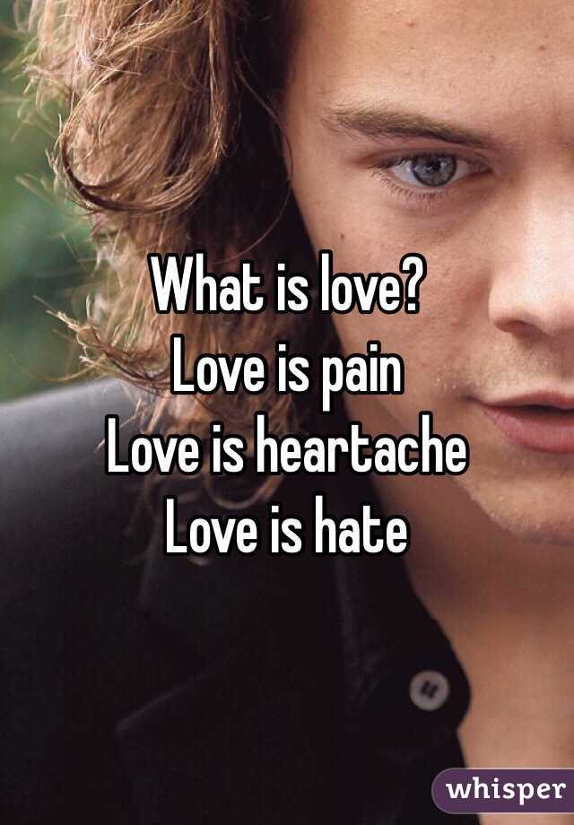 What is love?
Love is pain
Love is heartache
Love is hate