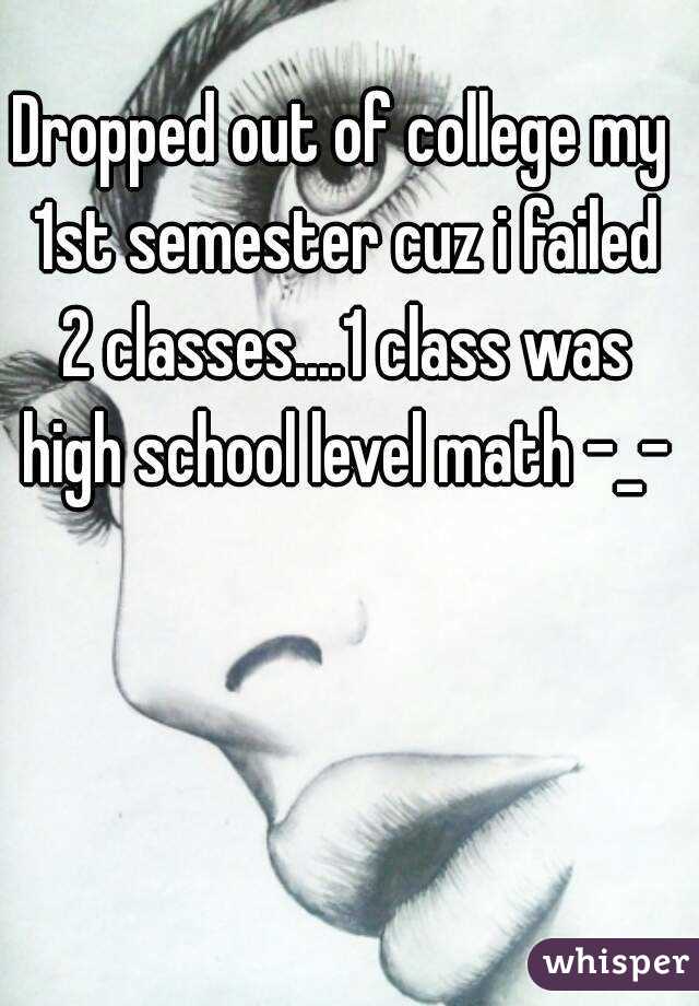 Dropped out of college my 1st semester cuz i failed 2 classes....1 class was high school level math -_-
