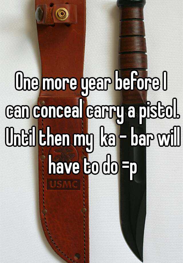 One more year before I can conceal carry a pistol. Until then my  ka - bar will have to do =p