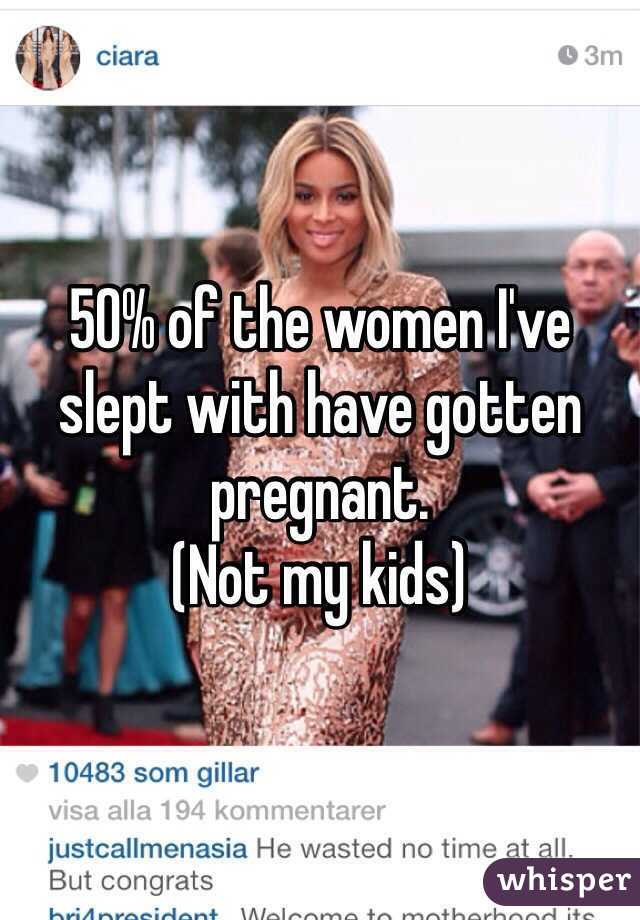 50% of the women I've slept with have gotten pregnant.
(Not my kids)