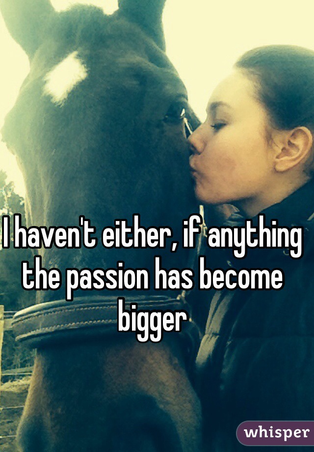 I haven't either, if anything the passion has become bigger