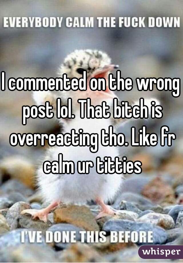 I commented on the wrong post lol. That bitch is overreacting tho. Like fr calm ur titties