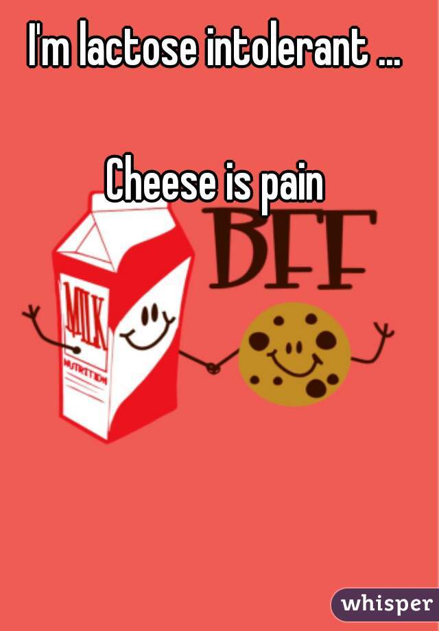 I'm lactose intolerant ...

Cheese is pain