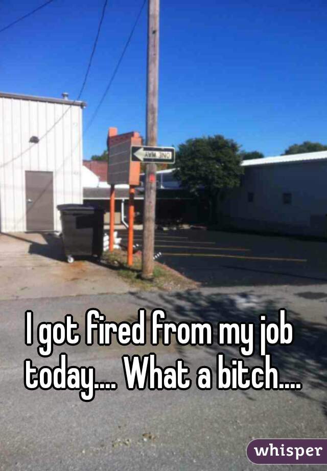 I got fired from my job today.... What a bitch....