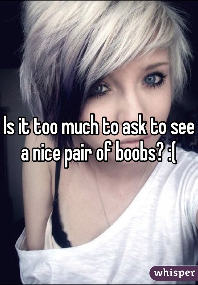 Is it too much to ask to see a nice pair of boobs? :(