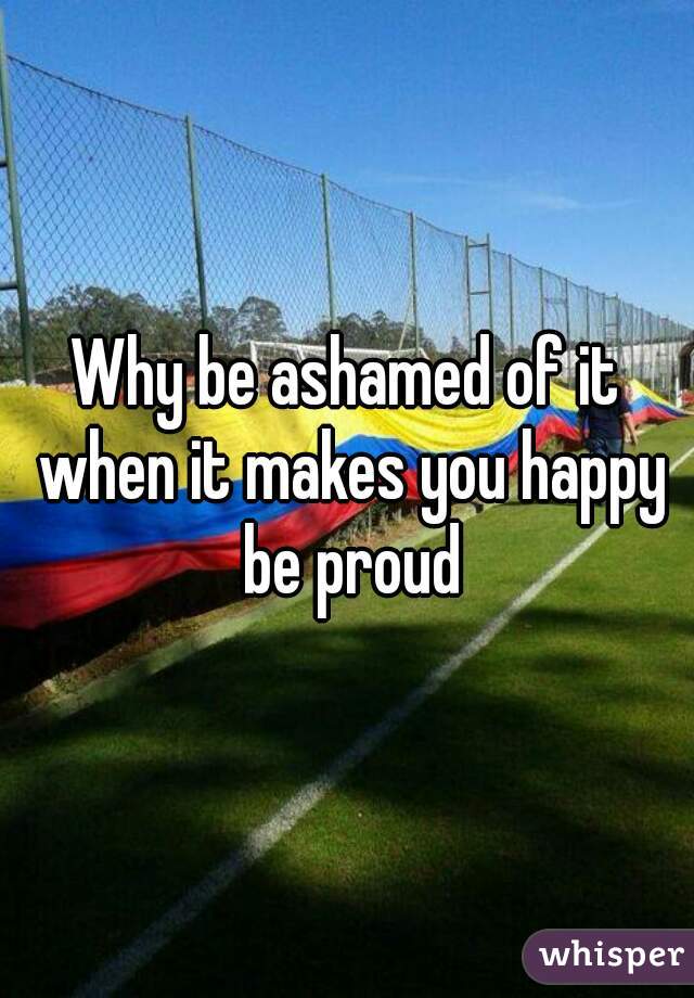 Why be ashamed of it when it makes you happy be proud