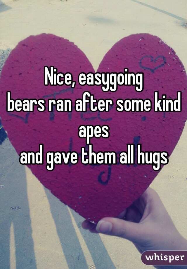 Nice, easygoing
bears ran after some kind apes
and gave them all hugs 