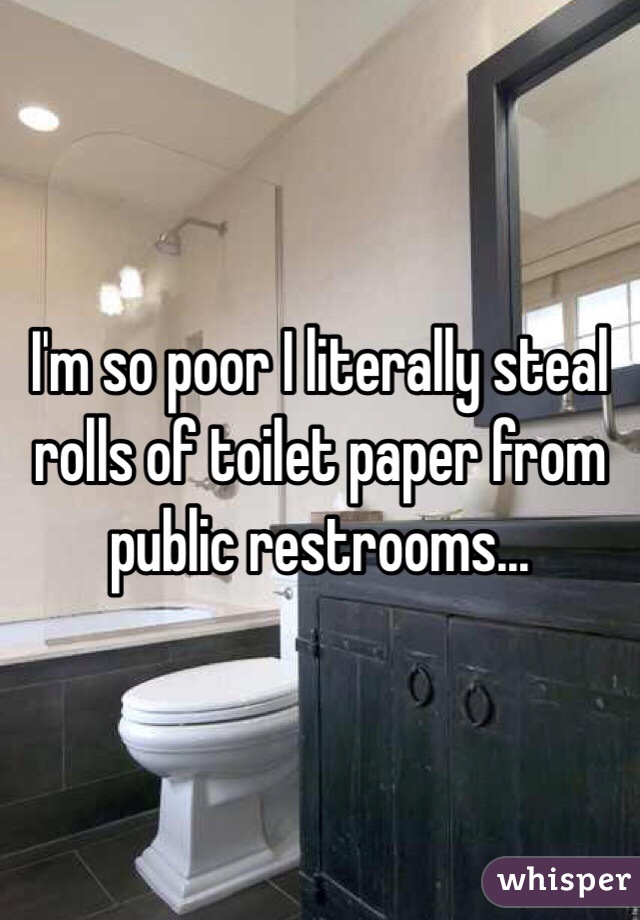 I'm so poor I literally steal rolls of toilet paper from public restrooms...