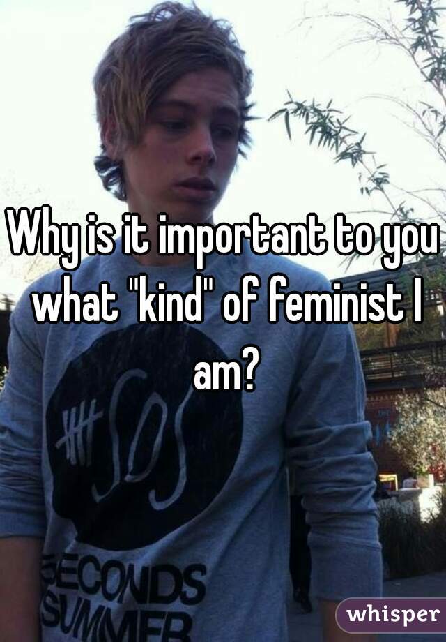 Why is it important to you what "kind" of feminist I am?