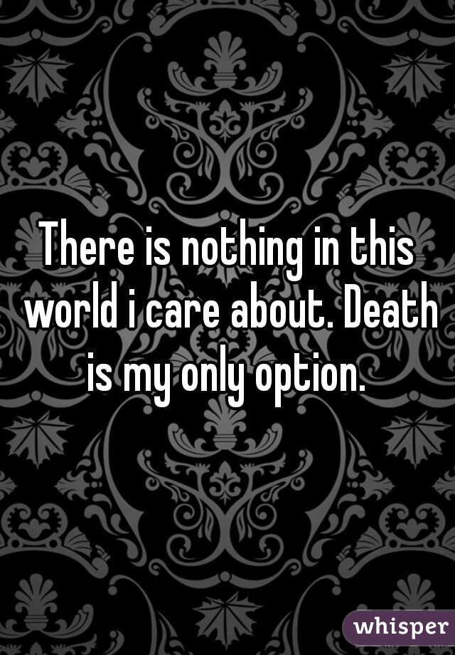 There is nothing in this world i care about. Death is my only option. 