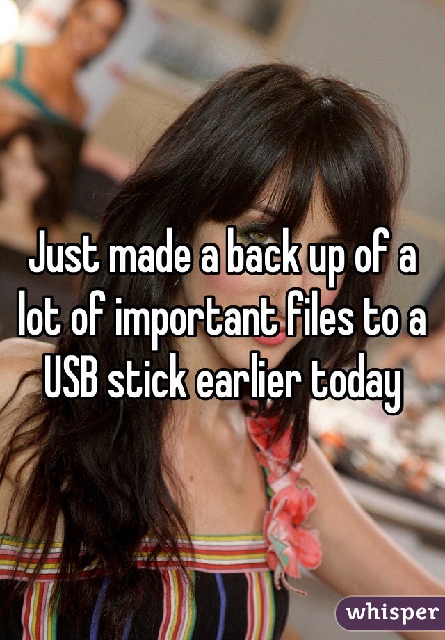 Just made a back up of a lot of important files to a USB stick earlier today 