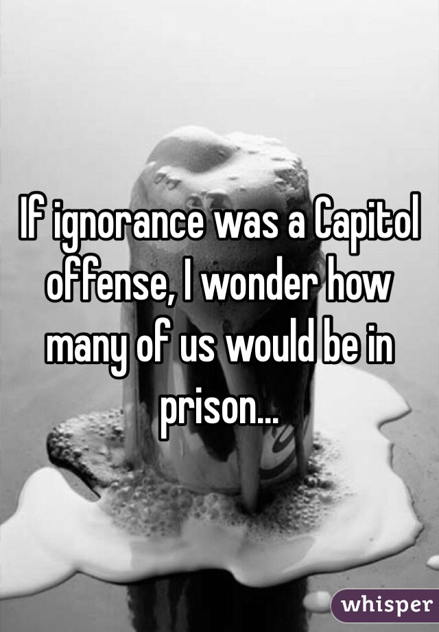 If ignorance was a Capitol offense, I wonder how many of us would be in prison...