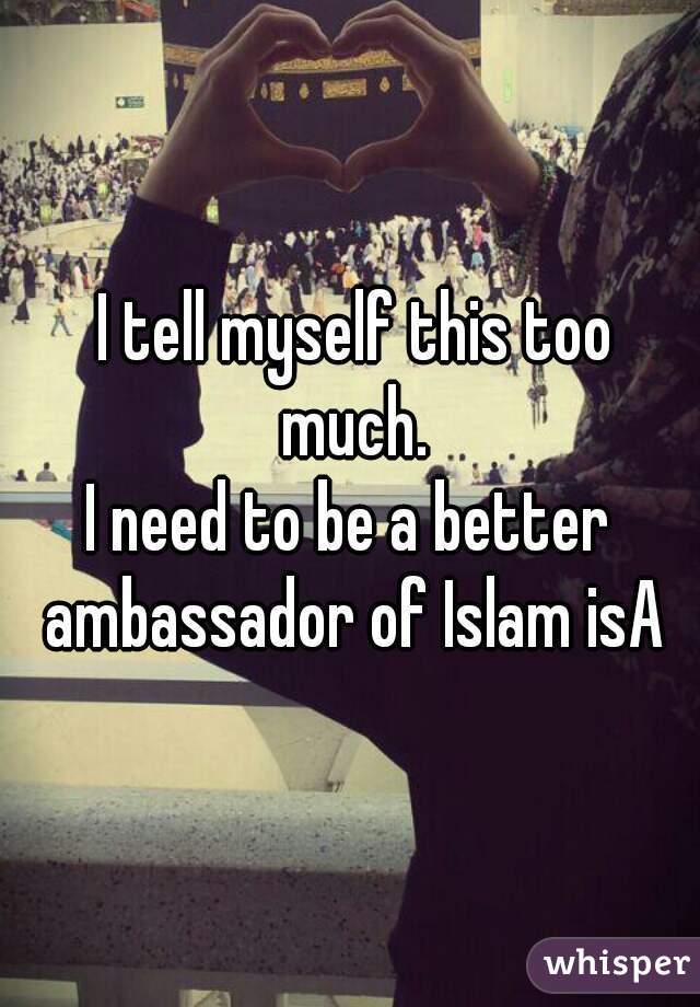  I tell myself this too much.
I need to be a better ambassador of Islam isA