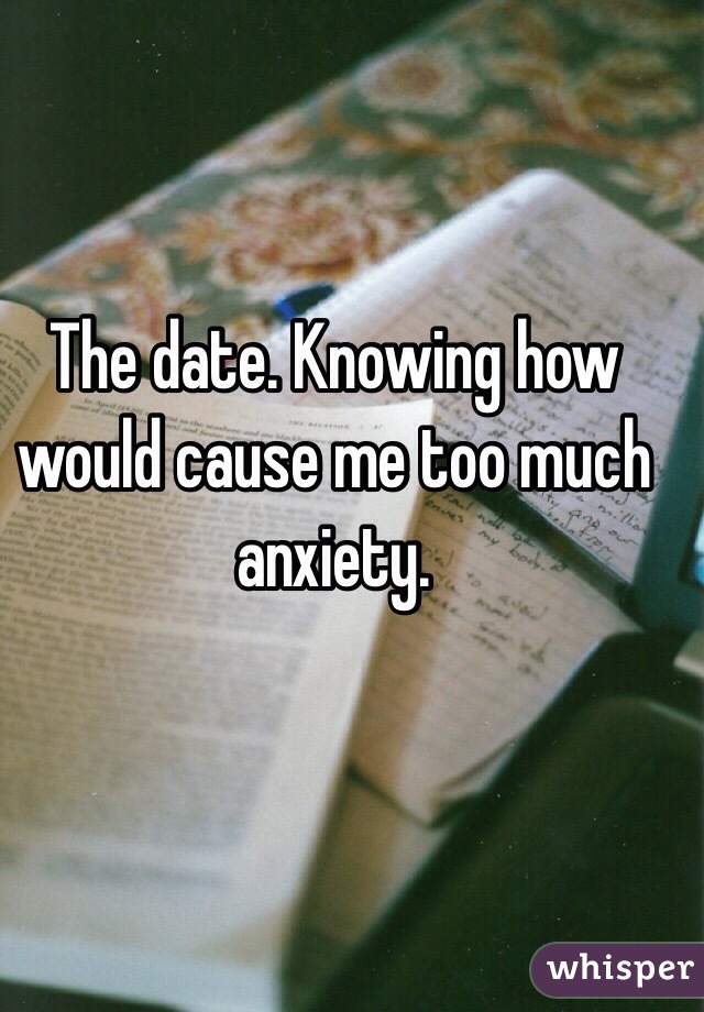 The date. Knowing how would cause me too much anxiety. 